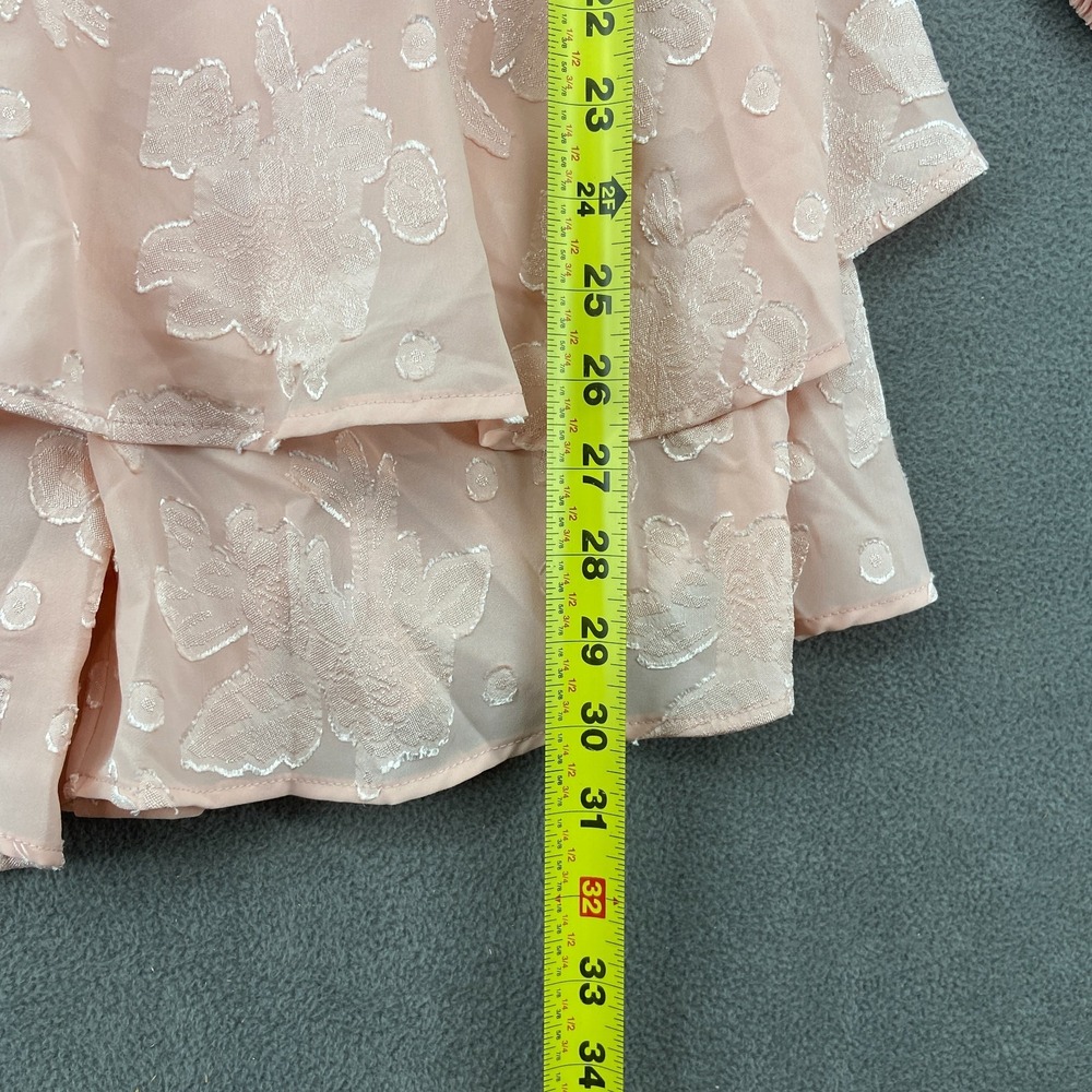 BTFBM Mini Dress Womens Small Dusty Rose Floral Burnout Empire Waist Wrap V Neck - Picture 5 of 10